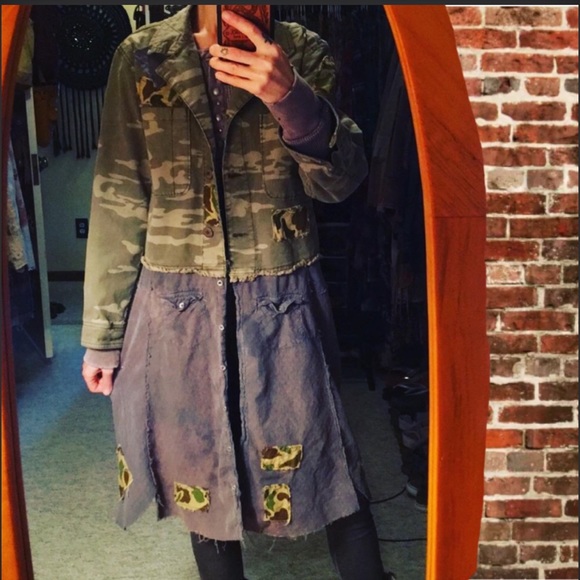 Upcycled sanctuary camouflage camo frayed post Apocalyptic scavenger jacket - Picture 4 of 16